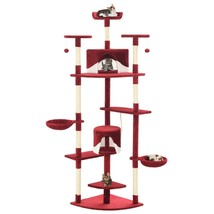 Cat Tree with Sisal Scratching Posts 203 cm Red and White - £95.04 GBP