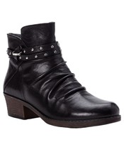 Propet Women Ankle Booties Roxie Size 8.5N Black Leather Block Heel  - £168.07 GBP