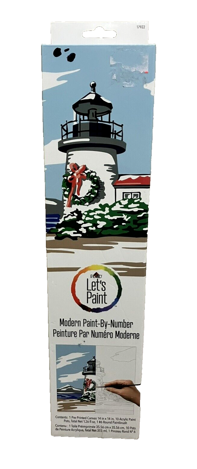 Plaid Let's Paint by Number Christmas Lighthouse Modern NEW - $12.84