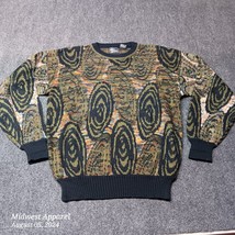 Vintage Alan Stuart Sweater Men Large Brown Geo Pattern Swirls Pullover ... - $27.77