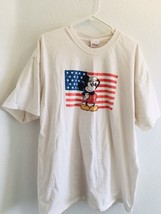 Vintage Disney Store Mickey Mouse American Flag Graphic Shirt Mens 2XL 1990&#39;s - £22.01 GBP