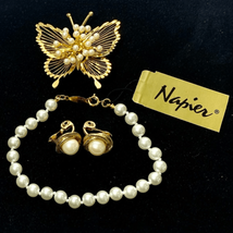 AVR Vintage Napier Bracelet, Brooch & clip Earring Set - $59.40