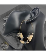 Womens Cream Black Tortoise Shell Design U Shaped Resin Drop Wire Hook E... - $16.47 CAD