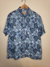 Duluth Trading Co Shirt Mens LARGE Blue Hawaiian Relaxed Fit Short Sleeve Leafs - £12.91 GBP