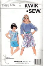 Kwik Sew Sewing Pattern #1752 Size S-M-L-XL Girls' Skirt & Top Martensson Design - £4.38 GBP