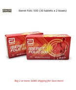 2x Abbott Iberet Folic 500 (30 tablets) Iron Vitamin C, B Complex Supple... - $60.55 CAD