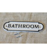 CAST IRON BATHROOM Sign Style Cast Iron Door Restroom Lavatory Black &amp; W... - $23.93 CAD
