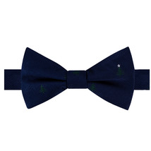 TOMMY HILFIGER Navy Blue Christmas Trees Stars Silk Twill Self Tied Bow Tie - £19.63 GBP