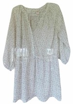 Mossimo Supply Co. Floral White Pattern 3/4 Length Sleeves Buttons Tunic XXL - £10.93 GBP