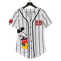 Disney Mickey Mouse #28 Women&#39;s Small Striped Button-Up Baseball Jersey - £21.65 GBP