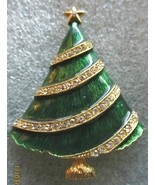 EISENBERG ICE CHRISTMAS Tree BROOCH PIN Green Enamel Rhinestone Garland - £31.56 GBP