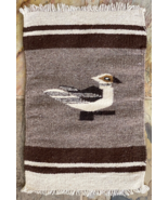 Vtg American Wool Weave Rug - Fringe - Native - Handmade - Bird - 13x19&quot; - €36,55 EUR