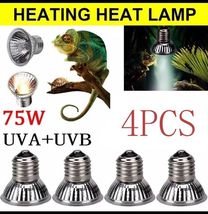 4 Pack 75W UVA UVB 3.0 Reptile Light Bulbs Heat Lamp Bulbs for Reptiles - $22.65