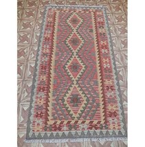 Stunning 3x7 Authentic Hand Knotted Flat Weave Kilim Rug B-77390 - £368.00 GBP