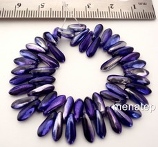 50 3 x 11 mm Czech Glass Dagger Beads: Coated - Metallic Purple - £3.32 GBP