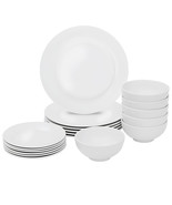 Dinnerware Set 18 Piece Plates Bowls White Porcelain Kitchen Service For 6 - £53.55 GBP