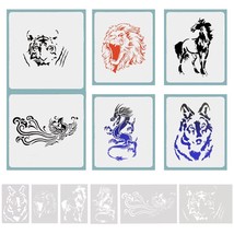 Wild Creations: 6 Pack Animal Stencils - Lion, Tiger, Horse, Wolf, Dragon, Phoen - $35.63