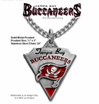 FREE SHIP TAMPA BAY BUCCANEERS NECKLACE 24" STEEL CHAIN FOOTBALL NFL NEW A' - $20.76