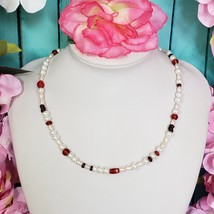 Vintage Natural &amp; Faux Pearl Bead Necklace 18&quot; 925 Sterling Silver Clasp Glass - £15.77 GBP