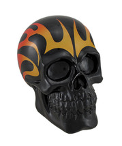 Scratch &amp; Dent Yellow and Orange Tribal Flames Black Skull Coin Bank - £14.96 GBP