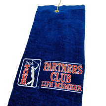Blue Plush Golf Towel with Ring Clip Partners Club PGA Tour Life Member 16x26 - £7.14 GBP