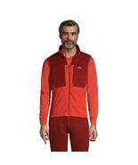 LANDS&#39; END Grid Fleece JACKET Size LARGE New SHIP FREE Orange Clay Full ... - €76,42 EUR