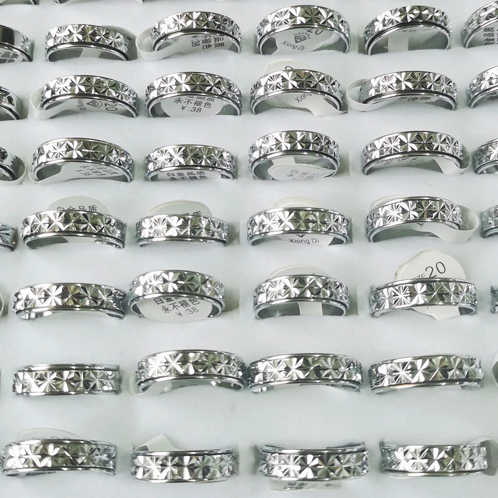 50PCS/LOT Wholesale Polish Chrome Heart Spinner Metal Rings For Rotatable Mix St - £24.28 GBP