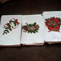 Set Of 3 Christmas Cotton Tea Towels - $20.57