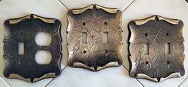 Lot (3) Antique Gold Carriage House Double Light Switch Outlet / Plate C... - $24.40