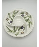 PIER 1 EARTHENWARE SORRENTO 1 PIECE CHIP &amp; DIP BOWL 12&quot; GREEN &amp; PURPLE O... - $82.27 CAD