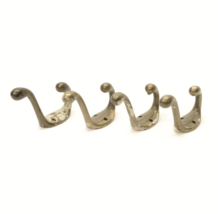 Lot Of 4 Double Coat Hat Hooks Brass Plated Vintage 2 1/4&quot; from Wall - $24.72