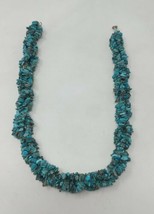 Turquoise Necklace Natural Chip Stone Southwestern Native Chunky 18&quot; VTG Jewlery - $35.07