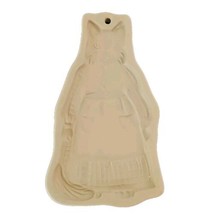 Brown Bag Cookie Art Mold Cat Girl Wearing Apron Giant Stamp Ceramic Vtg 1992 - $10.54