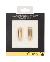 Shots Ouch Bullet Magnetic Nipple Clamps - Gold - $36.63