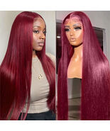 13x4 Burgundy Lace Front Wigs Hd Straight Lace Front Wigs Human Hair - $84.59+