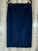 Pure Jill Indigo Midi Skirt Size Medium Back Slit Dark Wash  - £19.43 GBP