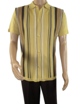 Mens Stacy Adams Italian Style Knit Woven Shirt Short Sleeves 3112 Honey... - £55.96 GBP