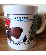 Cellcom Christmas Promotional Mug Cup Reindeer On Phone Advertising Vintage - $18.99