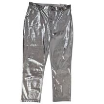 NWT Abercrombie &amp; Fitch 90s Straight Curve Love Silver Vegan Leather Jea... - $43.05