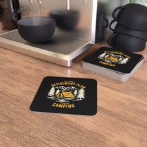 50/100 pc Camping Retirement Plan Meme Coasters 4&quot;x4&quot; Drink Mats Funny Gift - £64.68 GBP+