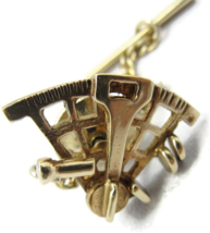 14Kt Yellow Gold Sextant Tie Tack Nautical Instrument Vintage Lapel Pin - £258.15 GBP