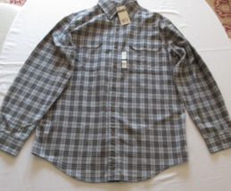 Carhartt Mens Long Sleeve Light Brushed Shirt Gray Plaid Large New With Tags - £20.83 GBP