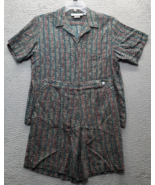 Bette &amp; Court 2 Piece Set Top &amp; Shorts Womens M/12 Multi Striped Button ... - $40.33 CAD