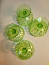 Federal Green Uranium Glass Footed Sherbet Dishes VTG image 5