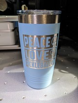 Peace Love Pickleball Tumbler Travel Mug Insulated Coffee Cup Pickle Bal... - $18.69