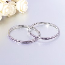 1.6 Ct Round Lab-Created Amethyst Moissanite Inside-Out Hoop Earrings 925 Silver - £151.51 GBP