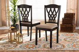 Vevina Sand Fabric Upholstered and Dark Brown 2Pc Dining Chair Set - $2,534.08 MXN