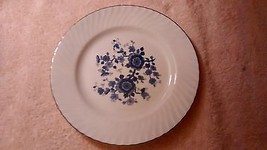 Royal Blue - Wedgwood - 9&quot; Luncheon plate - blue floral center- swirled rim - $6.65
