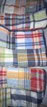 3 Pottery Barn Kids PBK Madras Plaid Quilted Sham Standard Sz Bue Red Green - £42.26 GBP