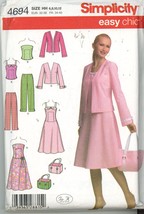 Simplicity 4694,  Dress, Jacket, Fitted Top, Pants , Tote Sz6 8 10 12 NEW - £3.19 GBP